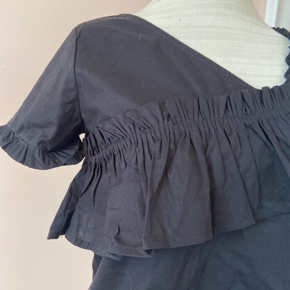 Black Ruffled Women's Top - Picture 3 of 10